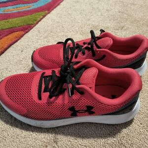 Under Armour Kids Red-Pink Lace-Up Athletic Sneakers